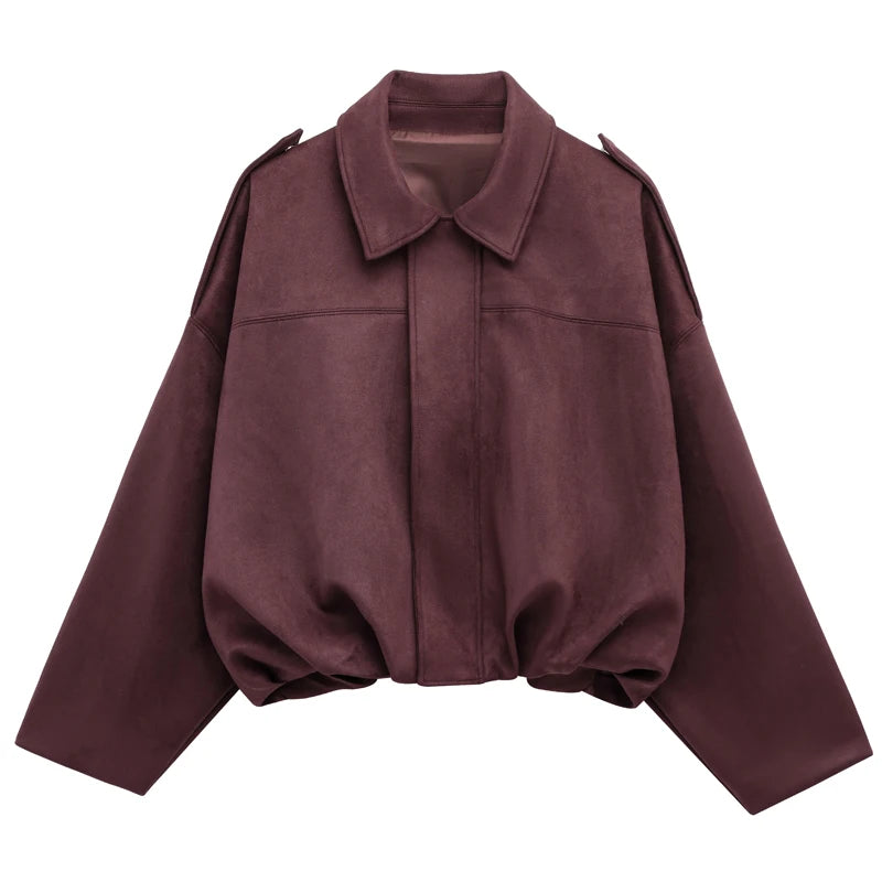 Freya™ | Kvinne Cropped Suede Bomberjakke